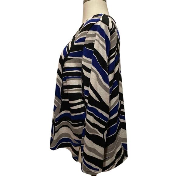 TanJay Long Sleeve Tunic Sweater Royal Blue, Black, White, With Silver Studes - Picture 2 of 6